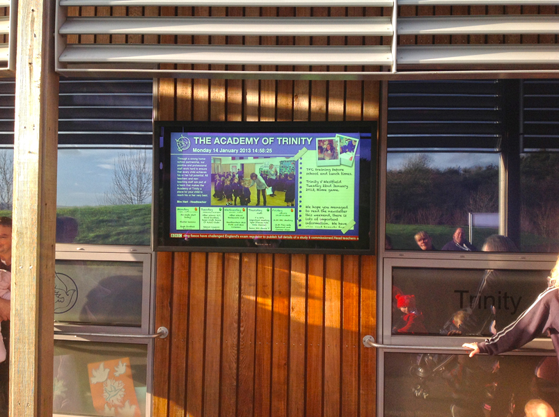 Eclipse Digital Media The Academy of Trinity School Digital Signage Installation Case Study Weather Proof Exterior Aqualite Screen 2