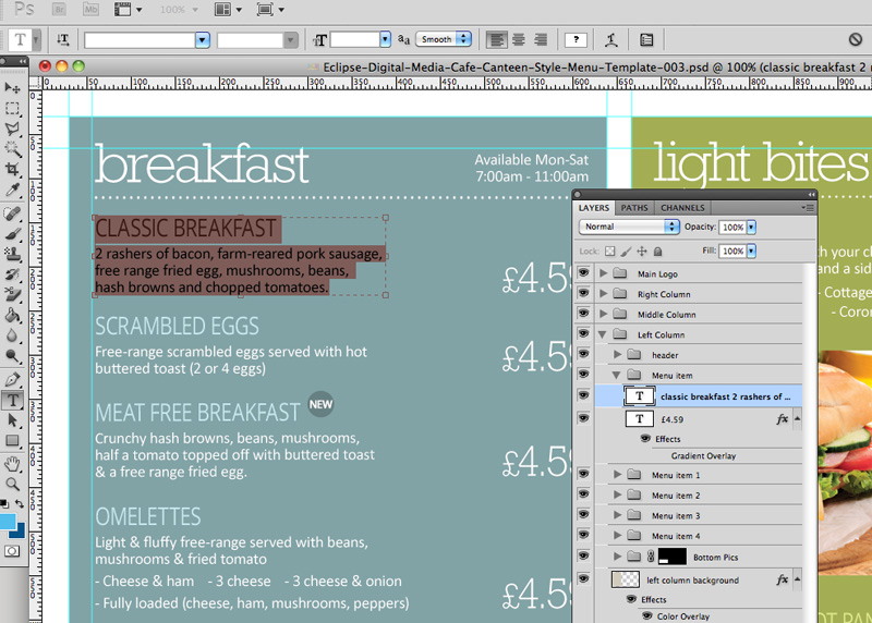 Cafe / Canteen Style Menu Board PSD Template | Eclipse ...