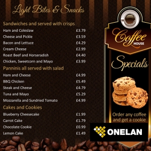 Eclipse Digital Media Digital Signage - ONELAN Layout Package Coffee Shop Menu Board Design Featured