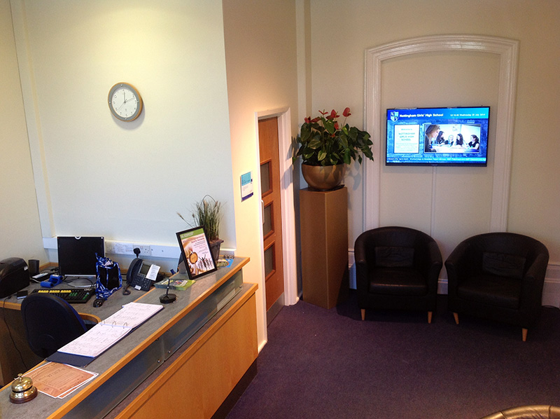 Eclipse Digital Media - Digital Signage Solutions - Nottingham Girls' High School Reception 1