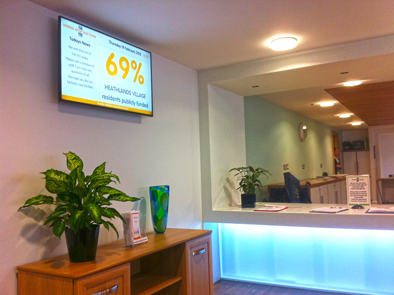 Eclipse Digital Media - Digital Signage Solutions - THE FED - Heathlands Village Care Home - Reception Digital Signage 1